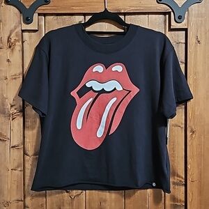 Treasure & Bond Rolling Stones Black Red White Cropped Cotton Tshirt Girls XL